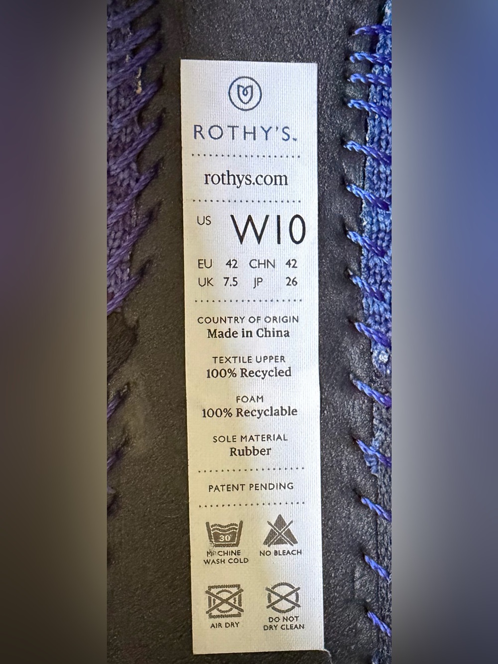 Rothys Womens The Point Flat Indigo Heather Blue Knit Size 10 Washable EUC - Picture 15 of 16